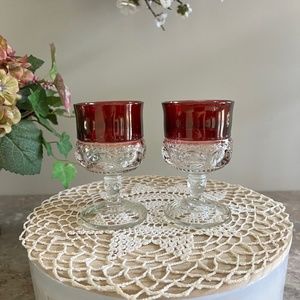 Pair of King's Crown Thumbprint Small Goblets